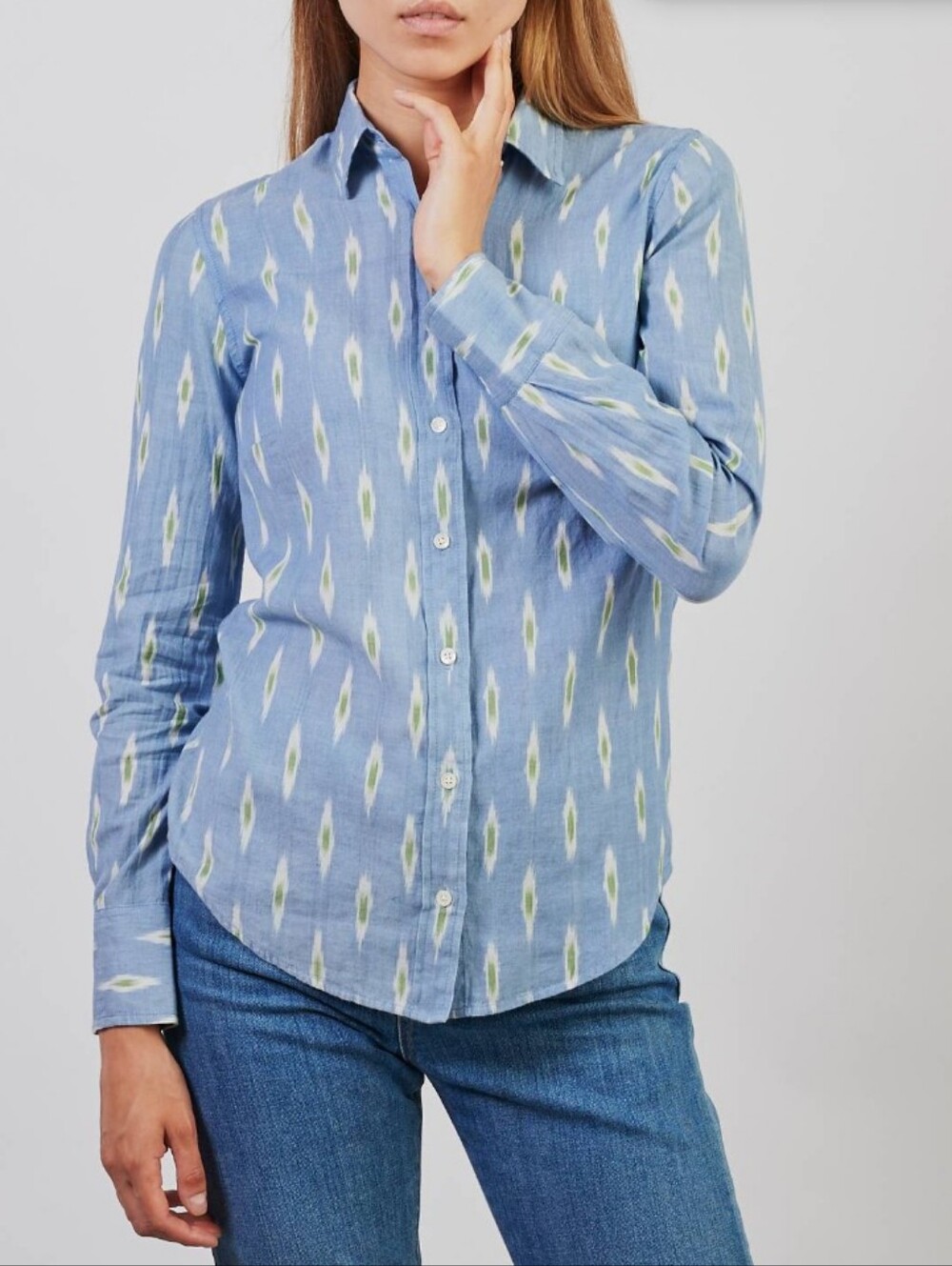 J. Crew Perfect Size Small Light Blue Patterned Button-Up Shirt 100% Cotton